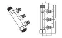 Распределительная гребенка RAUTITAN на 3 трубы R/Rp 3/4 – 16/20 с присоединением труб на надвижных гильзах
